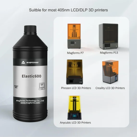 MAGFORMS Elastic 600 Rubber like Resin for LCD 3D Printing Black