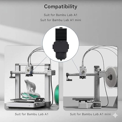 TESSERACT Removable Hardened Steel Hotend for Bambu Lab A1 Mini 3D Printer, 0.4mm Aluminium Heat Sink Nozzle Kit with Installation Tools