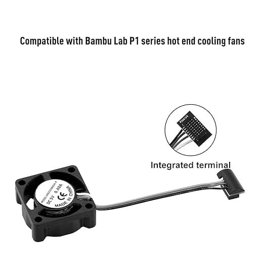 TESSERACT Hotend Cooling Fan compatible with Bambu Lab P1P P1S, Double Ball Bearing, 5V, 15000 RPM, 3D Printer Accessory
