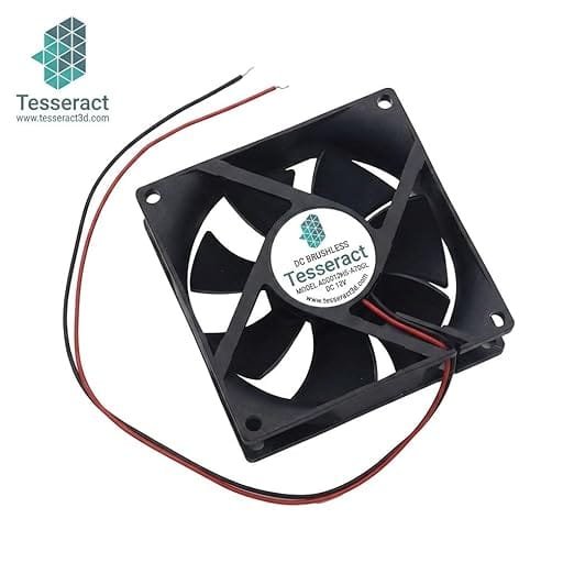 Tesseract 80x80 mm DC Brushless Cooling Fan for PC Case and CPU Cooler, 12V, Black